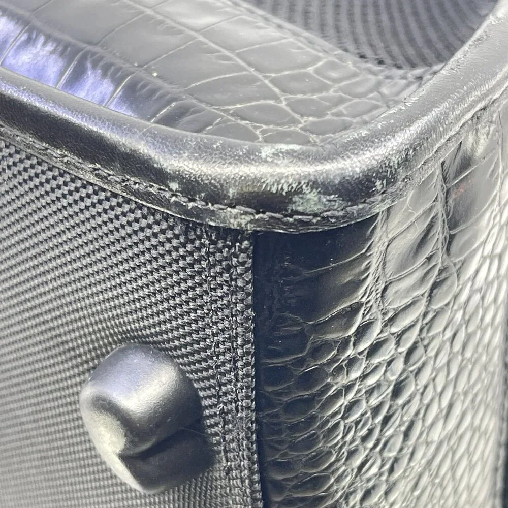 brighton black faux crocodile skin and red cloth pet carrier